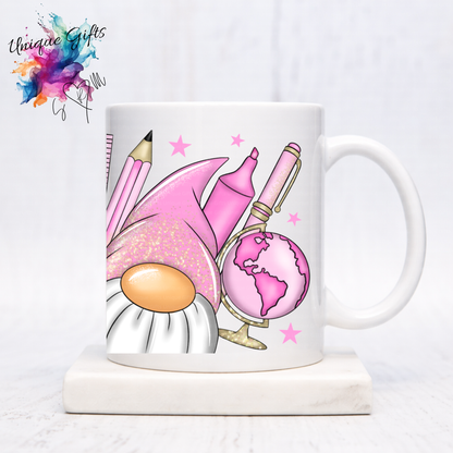 Teacher Gnomes Mug – Pink Stationery Design