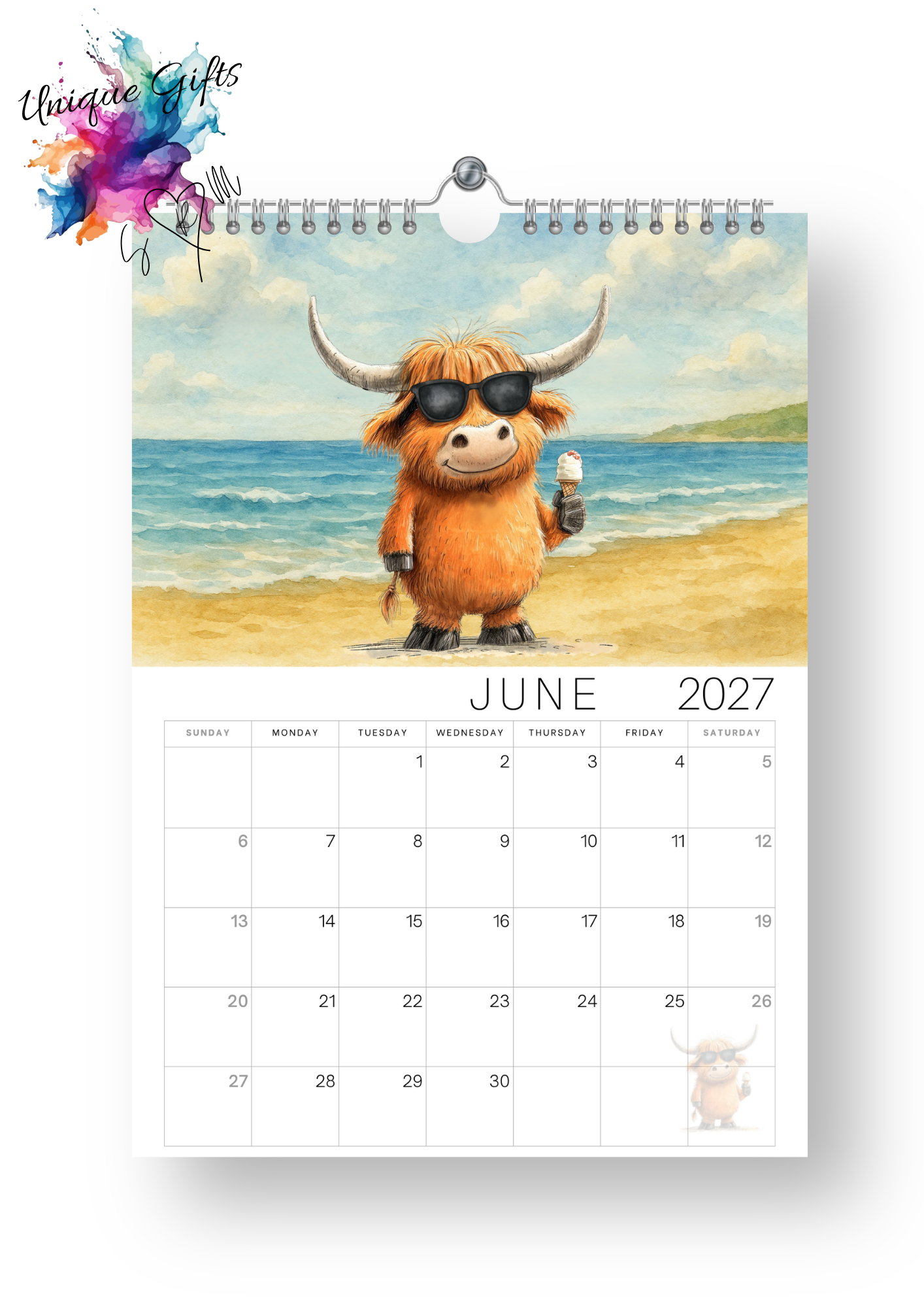 Moo-tiful Moments Highland Cow Calendar 2027
