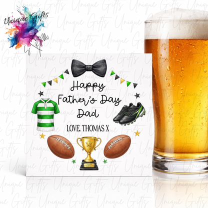 Personalised rugby Father's Day card – Dad or Grandad | Unique Gifts