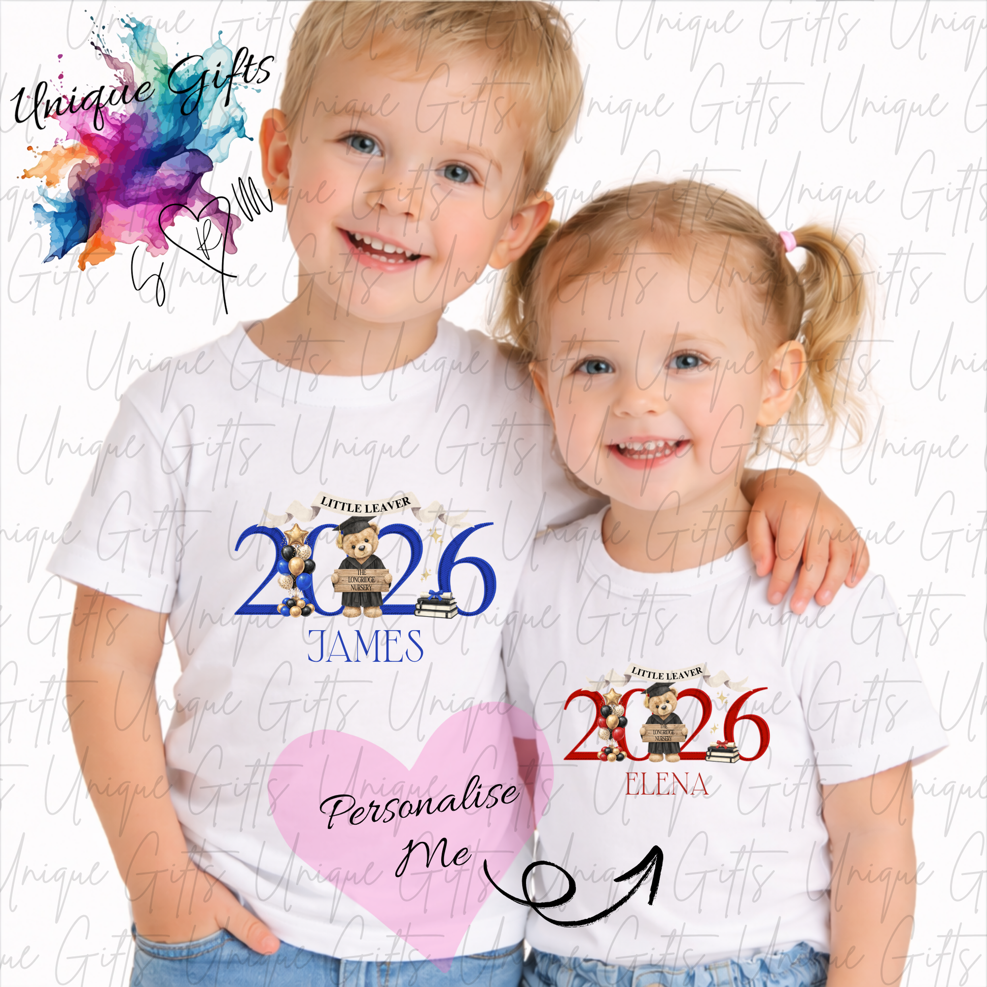 Personalised nursery leavers t-shirt 2026 – custom name children's graduation keepsake top, available in 12 colours