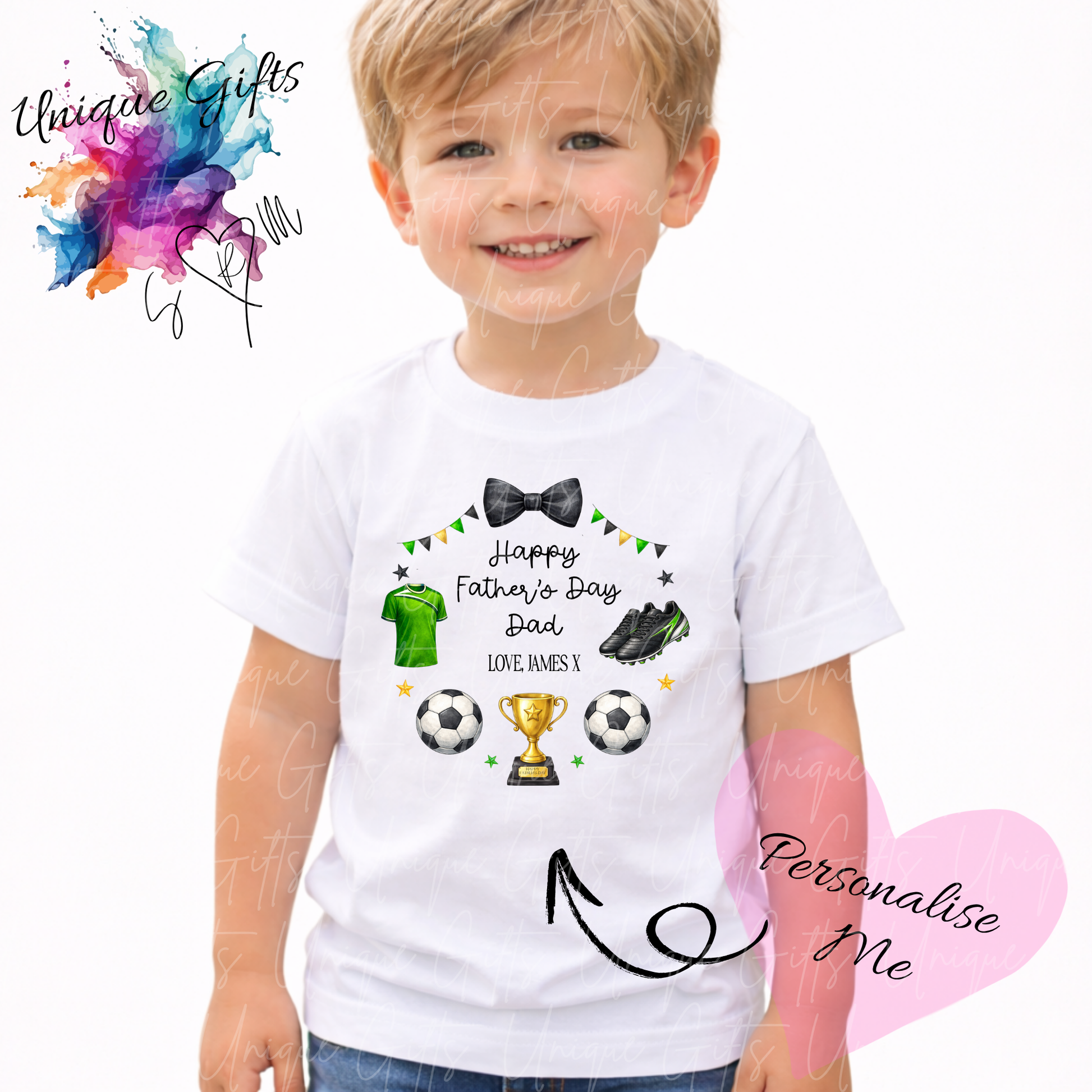 Personalised football t-shirt – Dad or Grandad's little footballer kids tee, sizes 6 months to 5-6 years