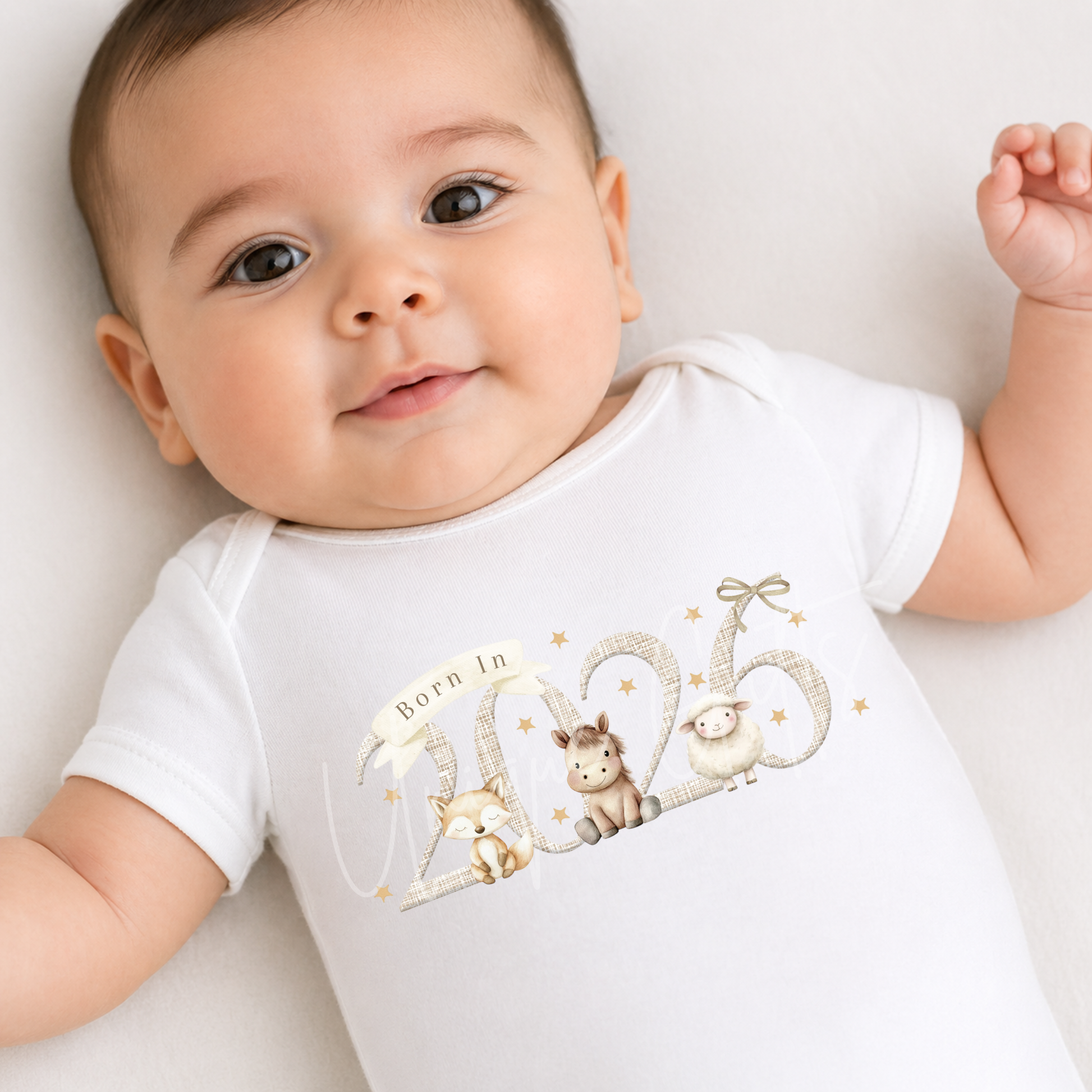 Born in 2026 Farmyard Animals Baby Grow | Unique Gifts