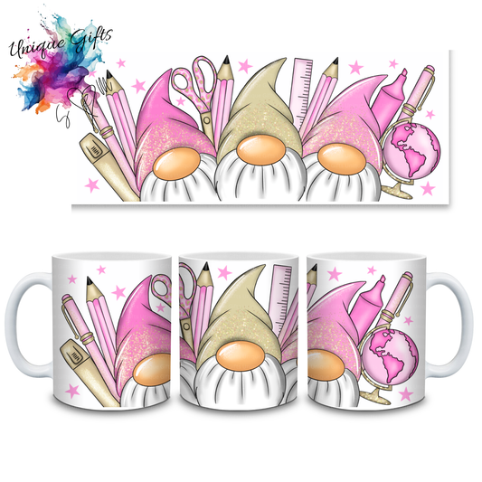 Teacher Gnomes Mug – Pink Stationery Design