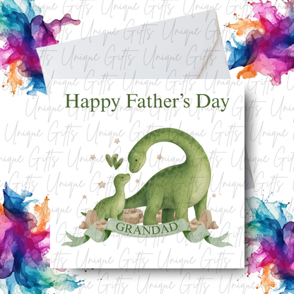 Personalised dinosaur Father's Day card – big and little dino design | Unique Gifts