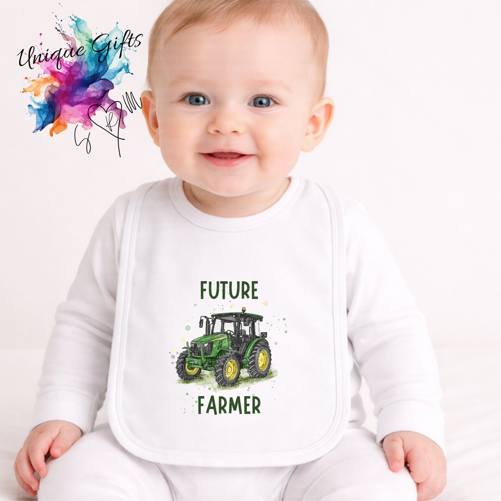 Personalised Future Farmer Pullover Bib – Tractor Design
