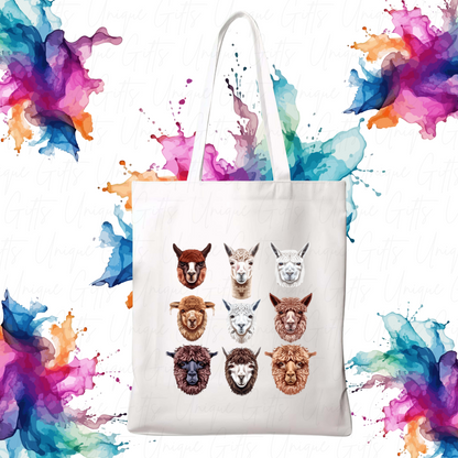 Tote Bag in White with Llama Design