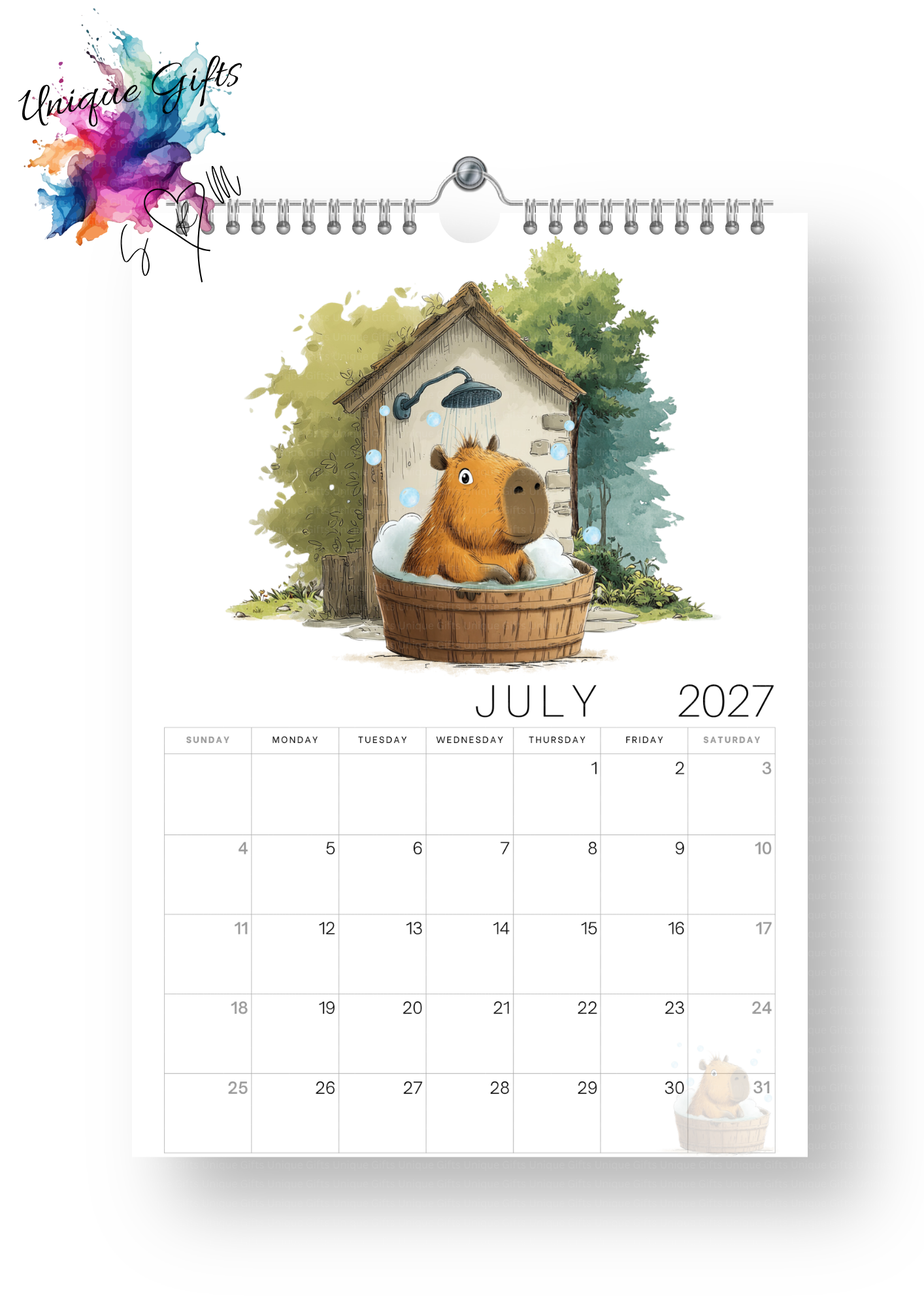 Timber Tales Capybara Calendar 2027