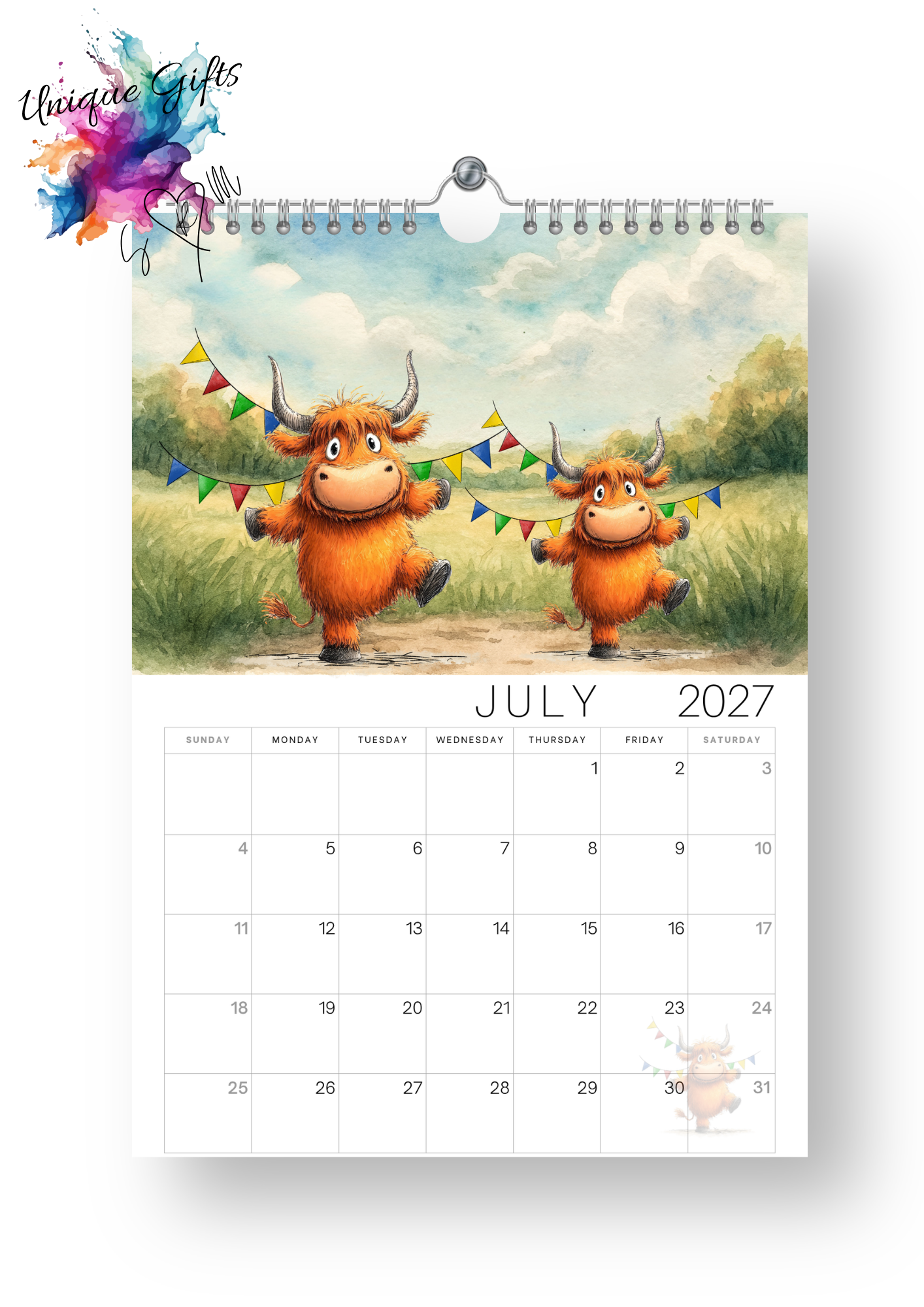Moo-tiful Moments Highland Cow Calendar 2027