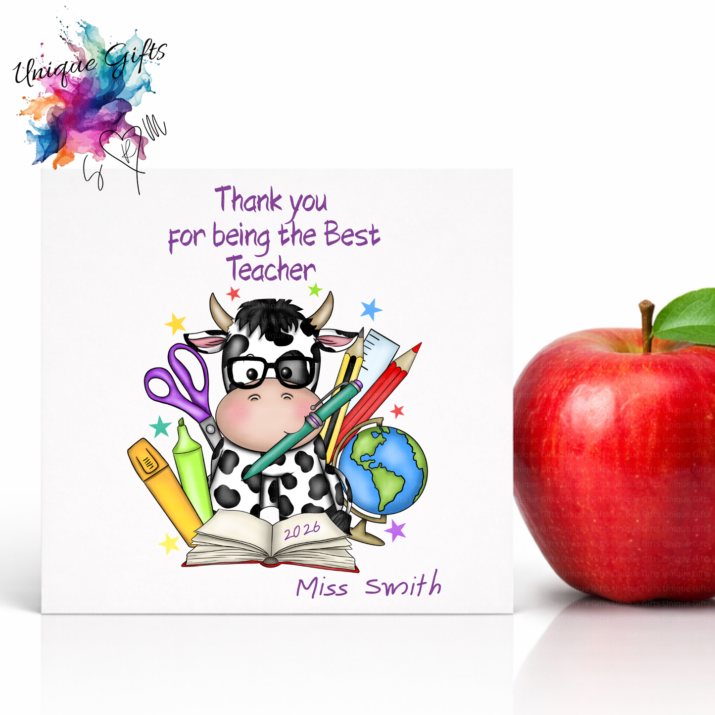 Best Teacher Card – Cow