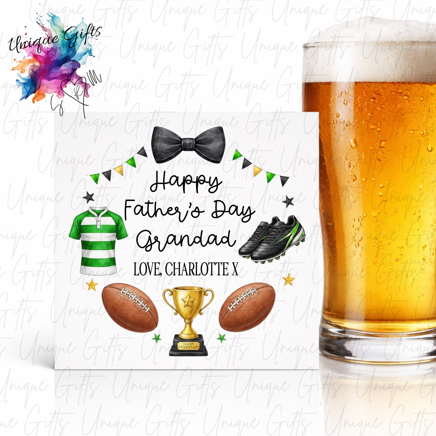 Personalised rugby Father's Day card – Dad or Grandad | Unique Gifts