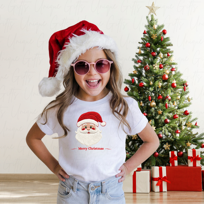 Personalised Merry Christmas T-shirt – Santa Face Design | Custom Festive Baby Outfit