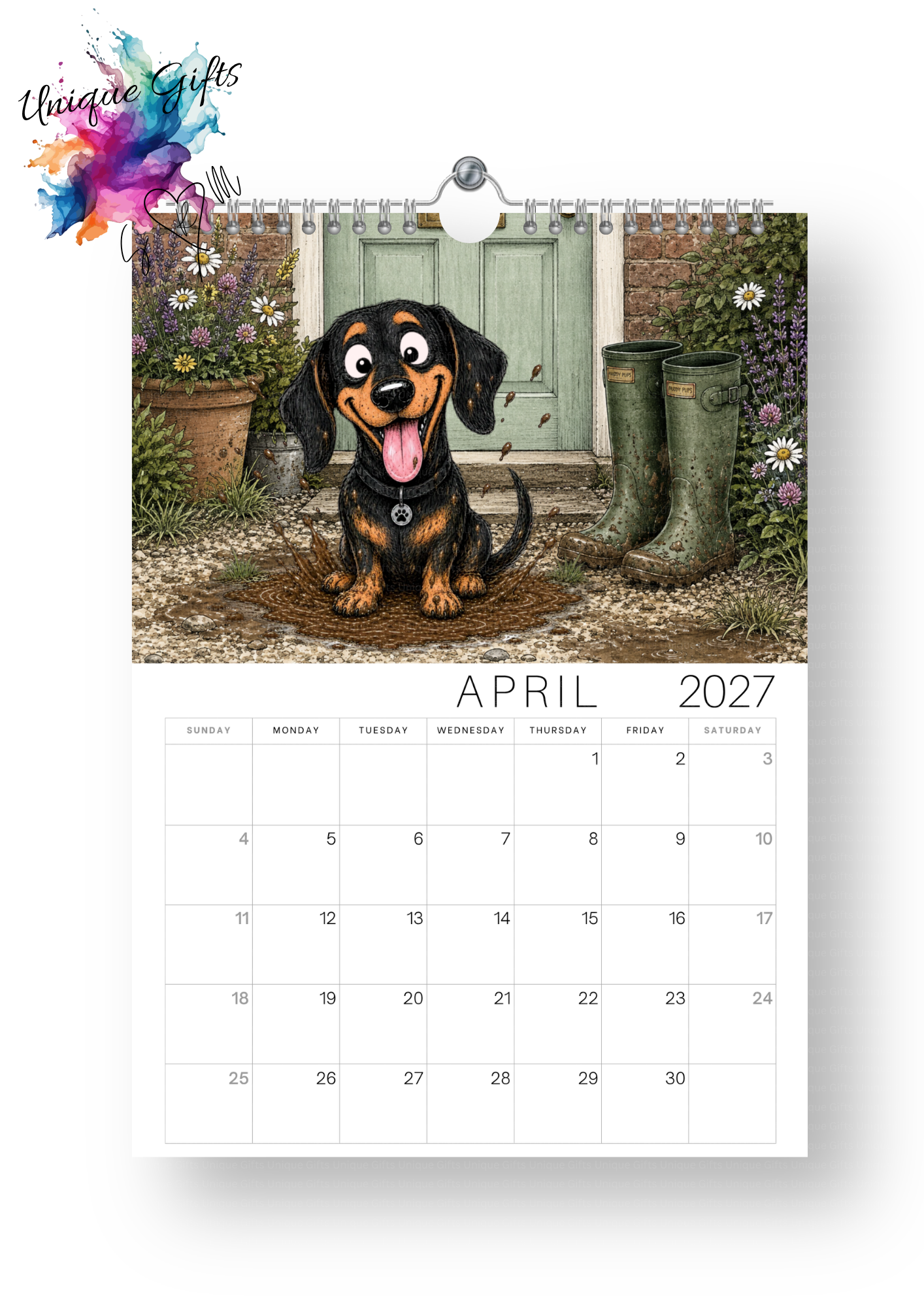 Dachshund Doodle Calendar 2027