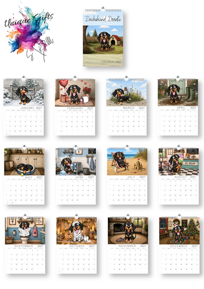 Dachshund Doodle Calendar 2027