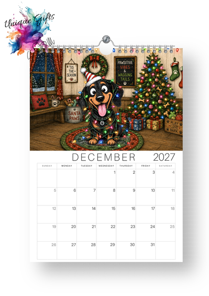 Dachshund Doodle Calendar 2027