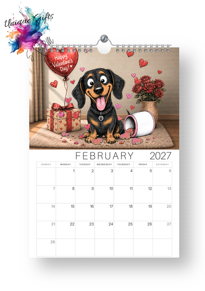 Dachshund Doodle Calendar 2027