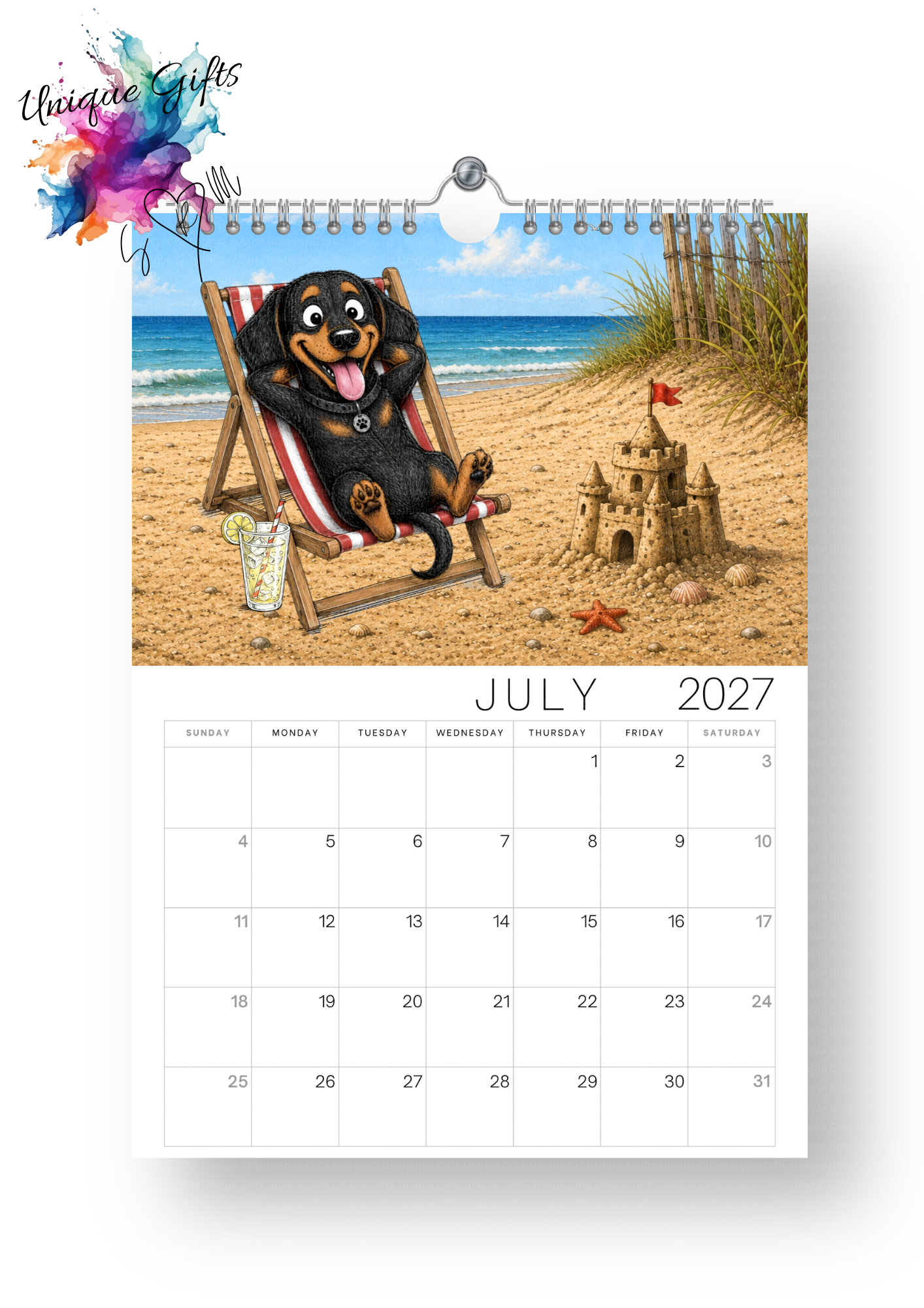 Dachshund Doodle Calendar 2027