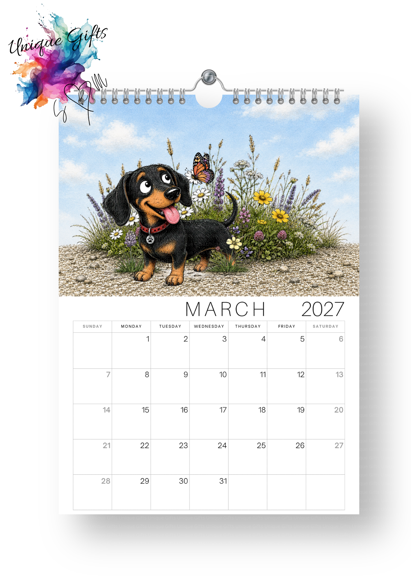 Dachshund Doodle Calendar 2027