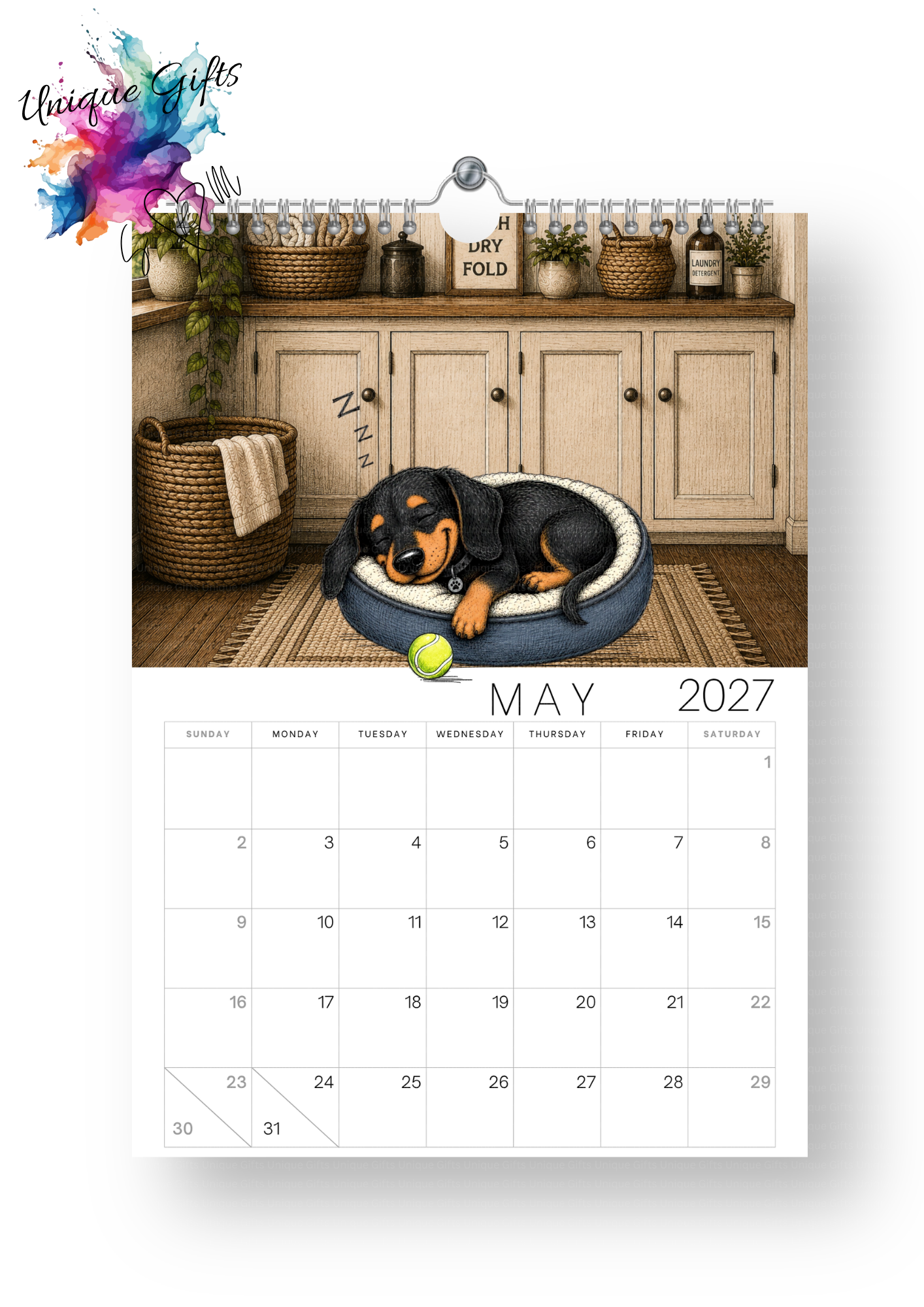 Dachshund Doodle Calendar 2027