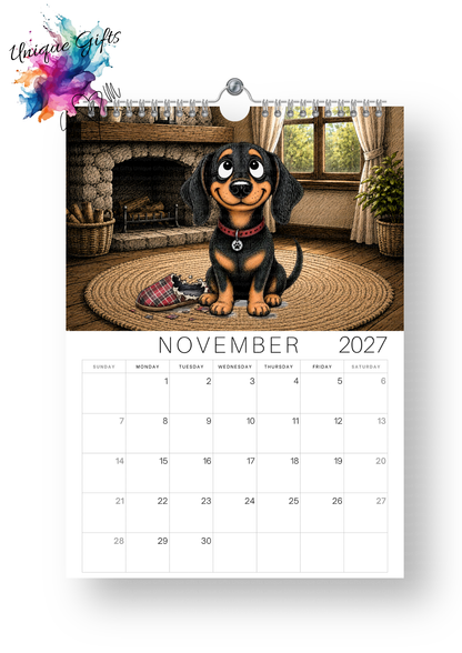 Dachshund Doodle Calendar 2027