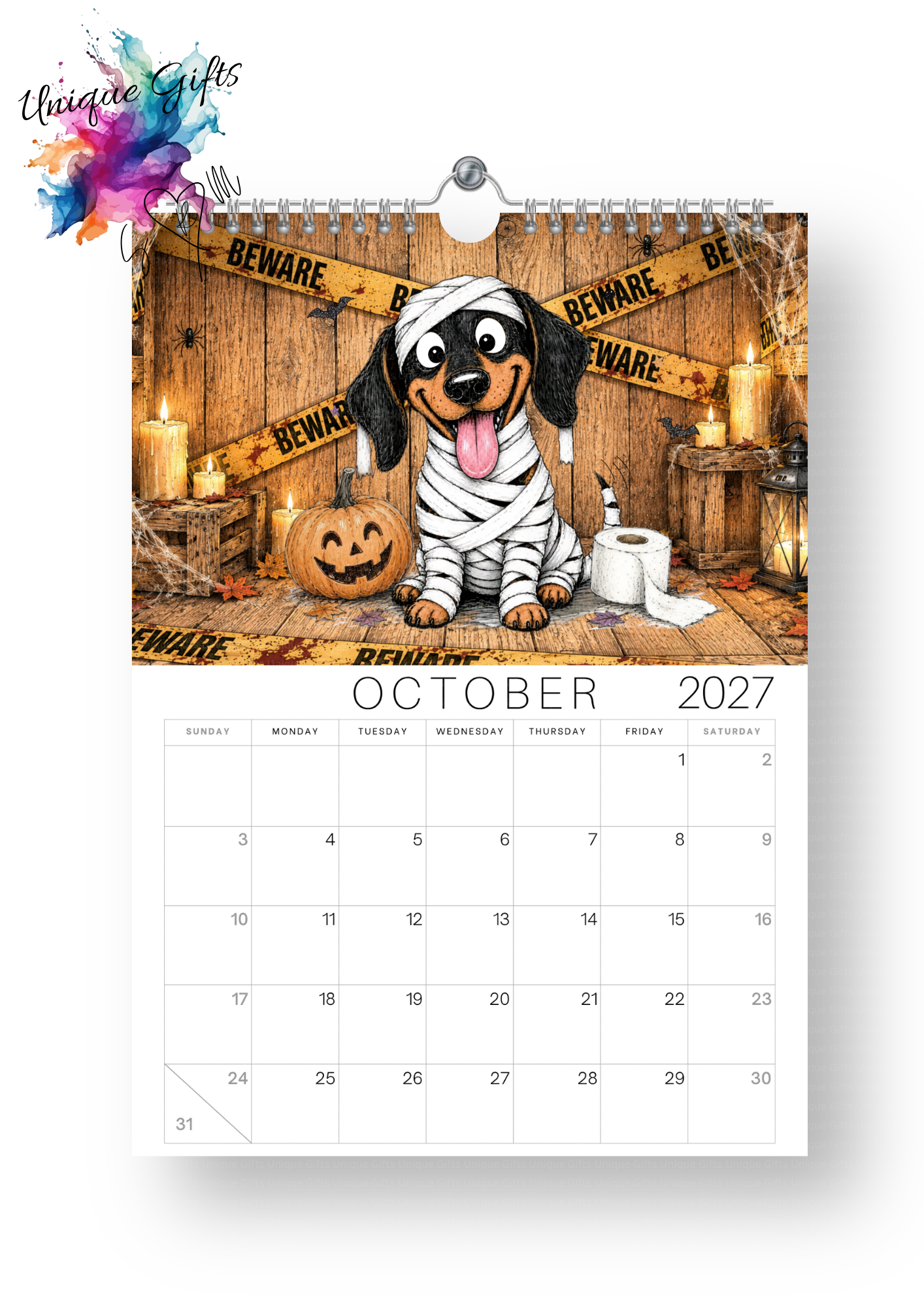 Dachshund Doodle Calendar 2027