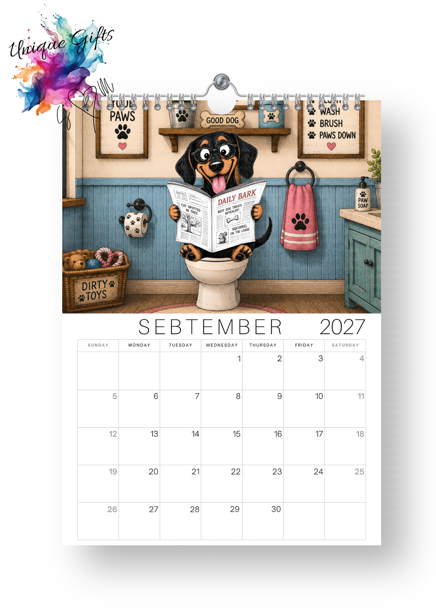Dachshund Doodle Calendar 2027