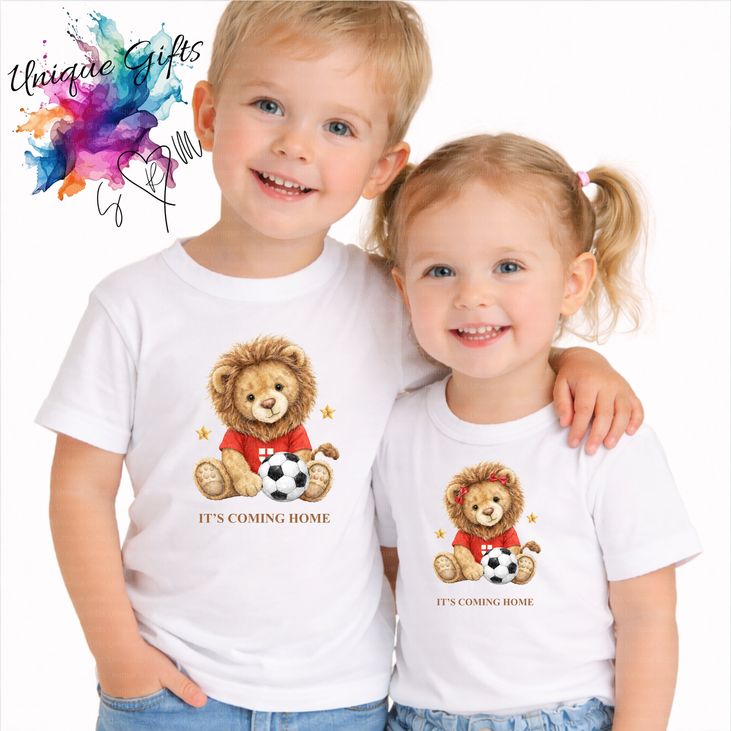 Personalised It's Coming Home Kids T-Shirt – Lion Cub Football Design | Custom Name Children's Tee