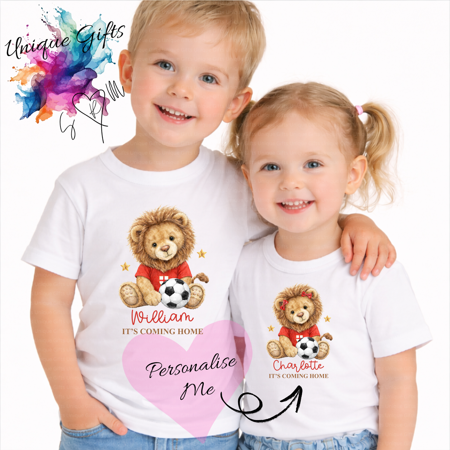Personalised It's Coming Home Kids T-Shirt – Lion Cub Football Design | Custom Name Children's Tee