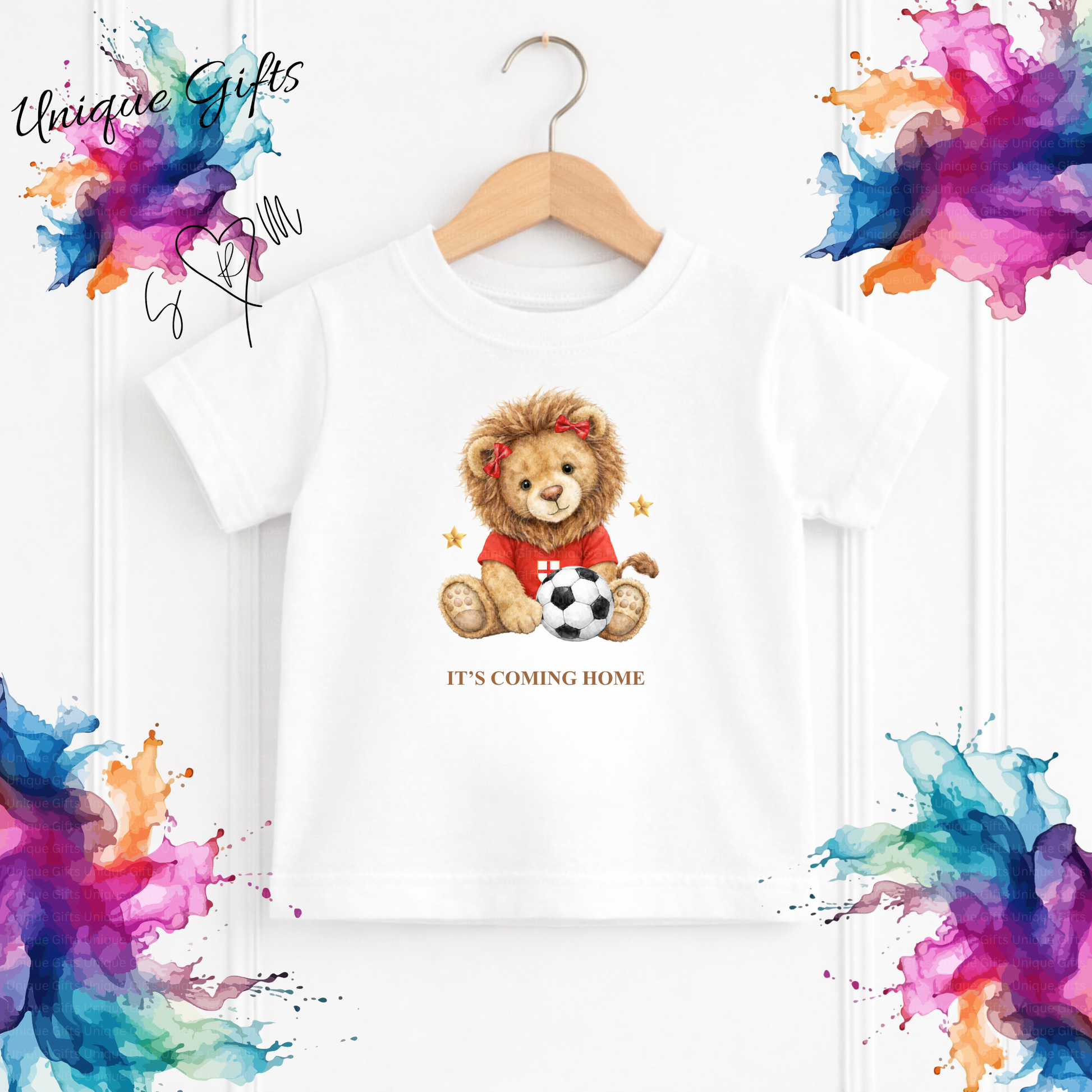 Personalised It's Coming Home Kids T-Shirt – Lion Cub Football Design | Custom Name Children's Tee