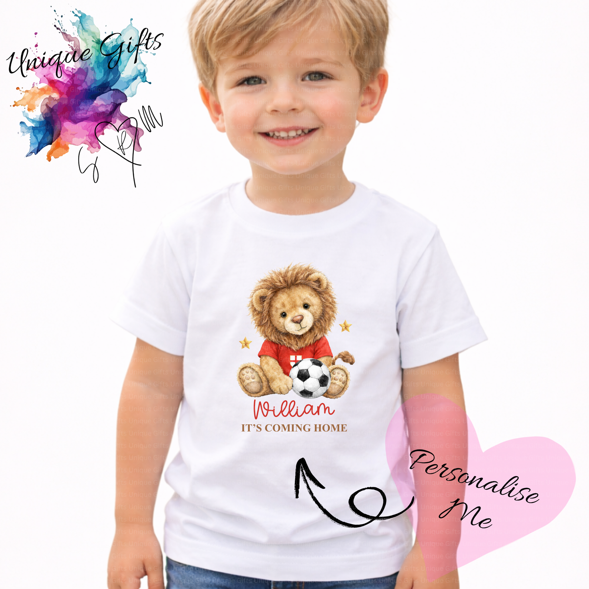 Personalised It's Coming Home Kids T-Shirt – Lion Cub Football Design | Custom Name Children's Tee