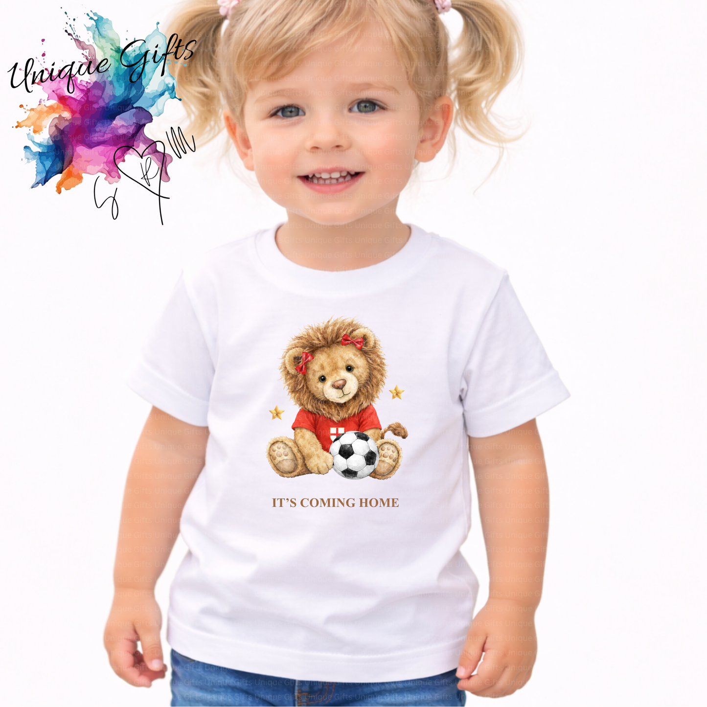 Personalised It's Coming Home Kids T-Shirt – Lion Cub Football Design | Custom Name Children's Tee