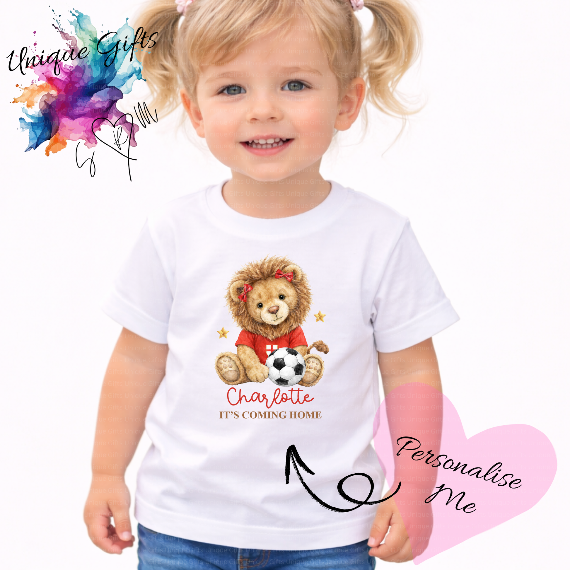 Personalised It's Coming Home Kids T-Shirt – Lion Cub Football Design | Custom Name Children's Tee
