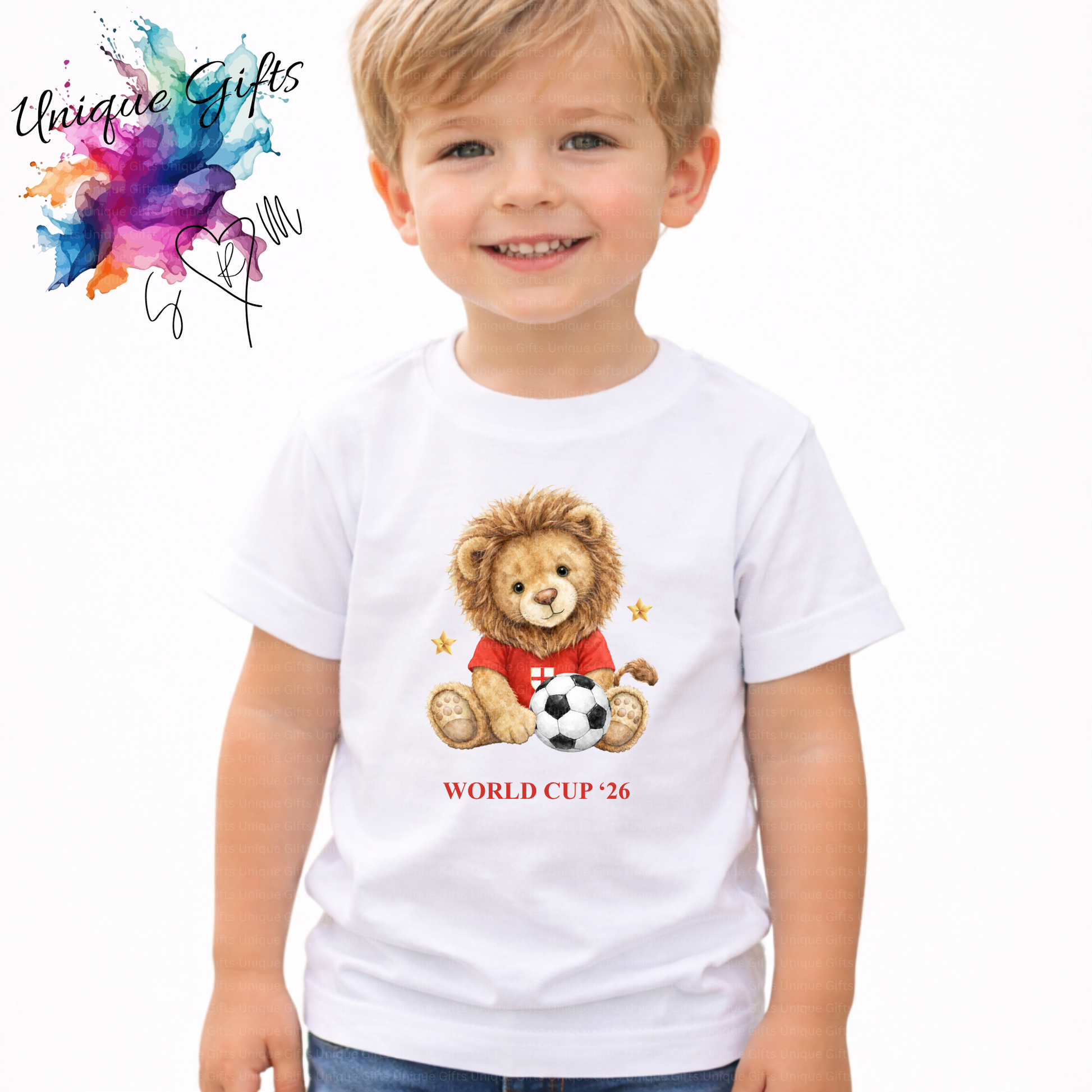 Personalised World Cup '26 Kids T-Shirt – Lion Cub Football Design | Custom Name Children's Tee
