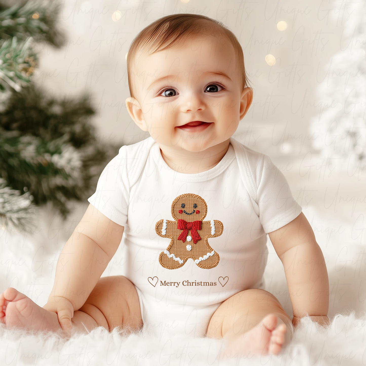 Christmas Baby Grow – Cute Red Gingerbread Man Design