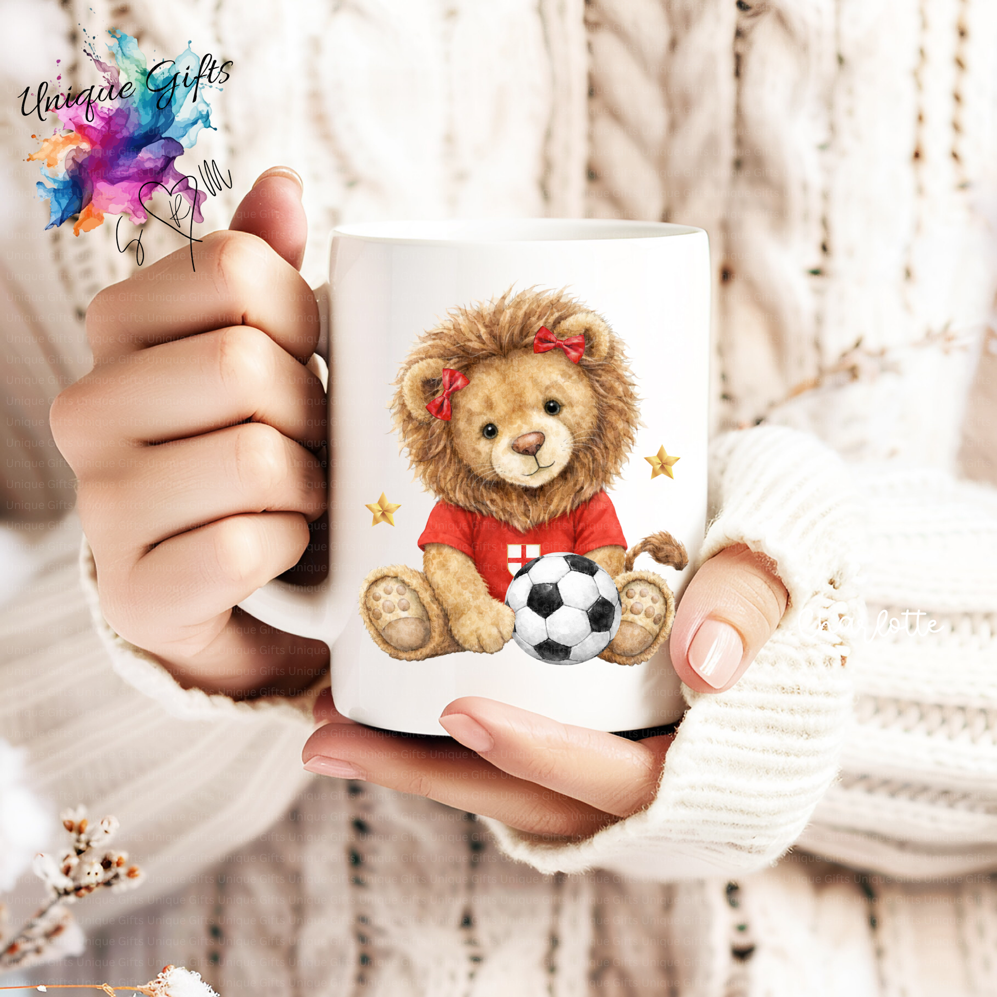 Personalised Lion Football 11oz Coffee Mug