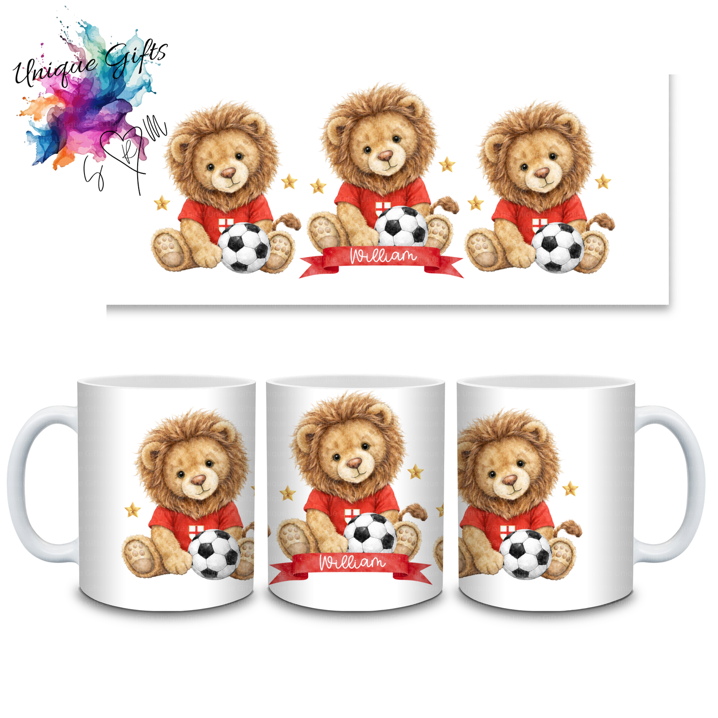 Personalised Lion Football 11oz Coffee Mug
